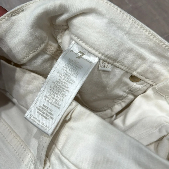 Seven 7 for all Mankind Women's Ivory Malhia Kent Design Stretch Denim Sz 26 - Picture 4 of 5
